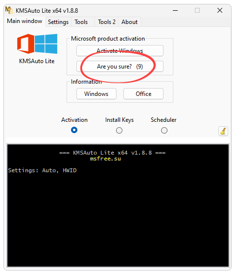 Confirming Activation in KMSAuto Lite