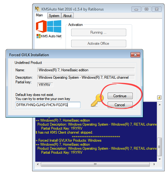 Confirming Windows 7 activation in KMSAuto Net