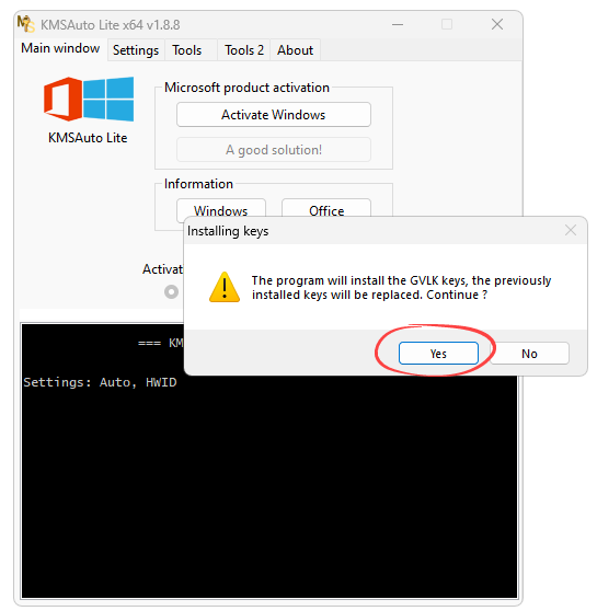 License Key Installation Button during Activation