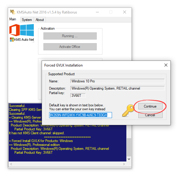 License key installation in KMSAuto Net