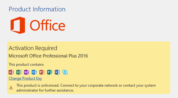 Microsoft Office 2016 Activation Problem