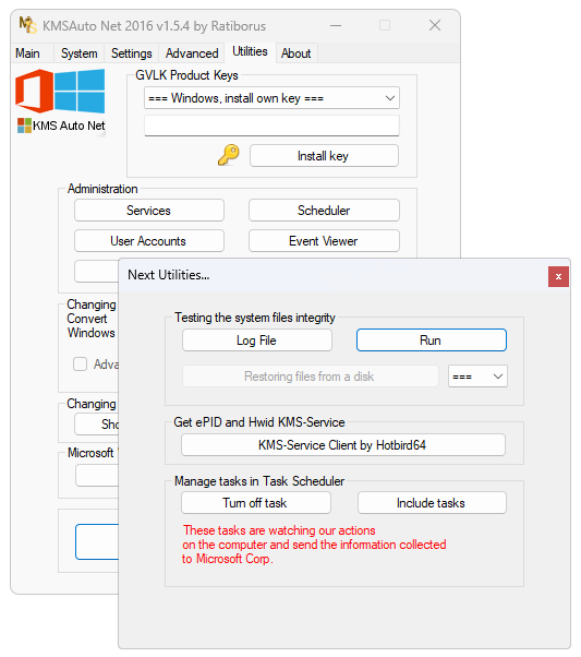 Other utilities in KMSAuto Net