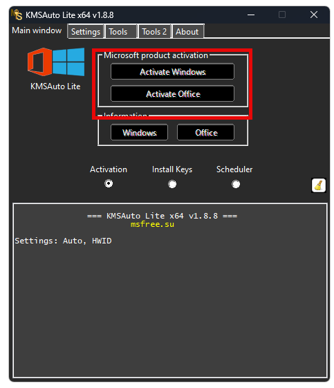 Starting Activation in KMSAuto Lite