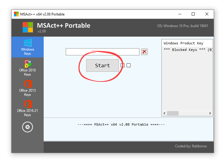 Starting activation of Windows 10 in MSAct++