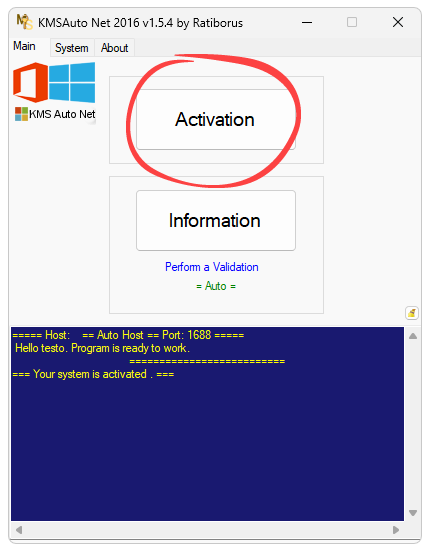 Starting Windows 11 activation in KMSAuto Net