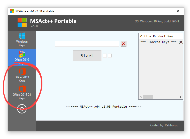 Tools for activating newer versions of Microsoft Office in MSAct++