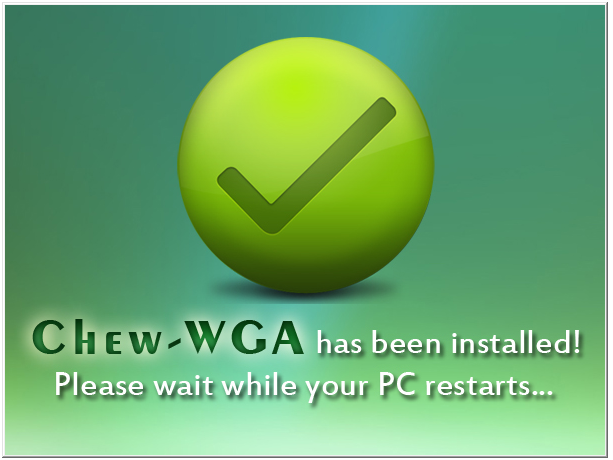 Successful Windows 7 Activation in Chew WGA