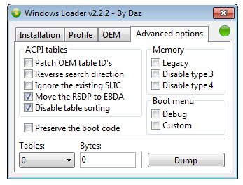 Advanced Option Tab in Windows 7 Loader By Daz